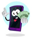 Mobile phone emoji holding money illustration vector