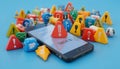 Mobile Phone Error: Digital Warnings & Data Issues Royalty Free Stock Photo