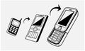 Mobile Phone Evolution Three Black and White Royalty Free Stock Photo