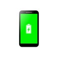 Mobile phone full battery with green screen concept. Smartphone