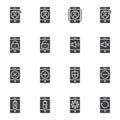 Mobile phone function vector icons set