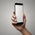 mobile phone in hand Isolated on white background hand holding smartphone Isolated Royalty Free Stock Photo