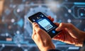 a mobile phone in a hand, scanning a QR code for a digital payment