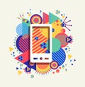 Mobile phone icon color vibrant shape background