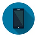 mobile phone icon with long shadow black,Simple design style.vector illustration Royalty Free Stock Photo