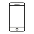 Mobile phone icon. Smartphone outline drawing. Simple handheld device. Vector digital graphic.