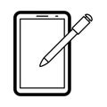 Mobile phone icon vector, line art outline style of smartphone symbol, simple linear cellphone pictogram isolated on white Royalty Free Stock Photo
