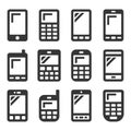 Mobile Phone Icons Set on White Background. Vector Royalty Free Stock Photo