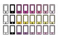 Set of 24 phones in different colors