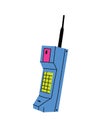 Mobile phone illustration. Retro cellphone. Cellular phone retro technology. 90s style vector. 1990s trendy illustration Royalty Free Stock Photo