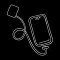 Mobile phone, iPhone. Eps10. Vector isolated element in doodle style on black background.