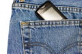 Mobile phone in jeans pocket Royalty Free Stock Photo