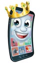 Mobile Phone King Crown Cartoon Mascot