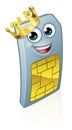 Mobile Phone King Sim Card Cartoon Mascot Royalty Free Stock Photo