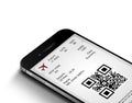 Mobile phone with mobile boarding pass over white