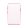 Mobile phone mock-up. 3d telephone front view pink color. Smartphone with empty screen isolated on white background