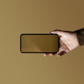 Mobile Phone Mockup Image. Screen as Empty. Hand Holding a Blank Display Phone Royalty Free Stock Photo