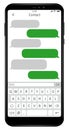 Mobile phone mockup sms application vector template, screen with keyboard dialog service illustration in eps 10 Royalty Free Stock Photo