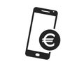 Mobile phone money icon. euro coin on smart phone. nfc payment