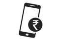 Mobile phone money icon. indian rupee coin on smart phone Royalty Free Stock Photo