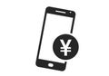 Mobile phone money icon. japanese yen coin on smartphone Royalty Free Stock Photo