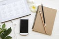 Mobile phone ,notebook of student writing note for study