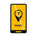 Mobile phone online taxi icon vector.