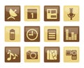 Mobile phone performance icons over brown background Royalty Free Stock Photo