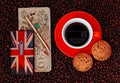Mobile Phone With Planbook And Cup Of Coffee With Biscuits On Coffee Background Royalty Free Stock Photo