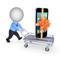 Mobile phone on a pushcart. Royalty Free Stock Photo