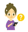 Mobile phone, question mark, woman Royalty Free Stock Photo