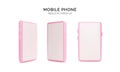 Mobile phone realistic mock up. 3d render smartphone. Pink phone template with empty screen isolated on white background