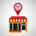 Mobile phone restaurant shop locator Royalty Free Stock Photo