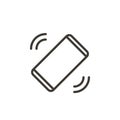 Mobile phone ringing or vibrating receiving a call or message. Vector thin line icon of a smartphone,