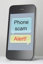 Mobile phone with scam message speech bubble