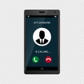 Mobile Phone Screen Call Concept Incoming Call - Vector Illustration - Isolated On Transparent Background