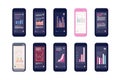 Mobile phone screens with data charts Royalty Free Stock Photo