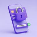 Mobile Phone Security Concept with Padlock Credit Cards and Password Input Royalty Free Stock Photo
