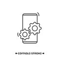 Mobile phone seo icon. Concept of web site content optimization for portable devices Royalty Free Stock Photo