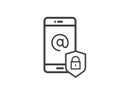 mobile phone shield line icon, Privacy Data protection and Inter