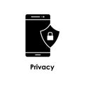 mobile phone, shield, lock, privacy icon. Element of business icon for mobile concept and web apps. Detailed mobile phone, shield