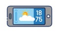 Mobile phone showing current weather and temperature, vector design Generative AI Royalty Free Stock Photo