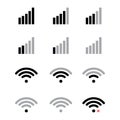 Mobile phone signal level indicator icon. Smartphone wireless status bar set. Vector illustration isolated on white