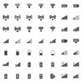 Mobile phone signal vector icons set