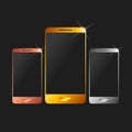 Mobile phone. Silver, bronze and gold