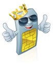 Sim Card King Cool Mobile Phone Cartoon Mascot Royalty Free Stock Photo