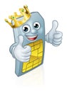 Sim Card Mobile Phone King Thumbs Up Mascot Royalty Free Stock Photo