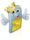 Mobile Phone Sim Card King Cartoon Mascot Royalty Free Stock Photo