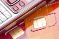 Mobile phone with sim cards Royalty Free Stock Photo
