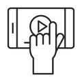 Mobile phone or smartphone click screen video electronic technology device line style icon